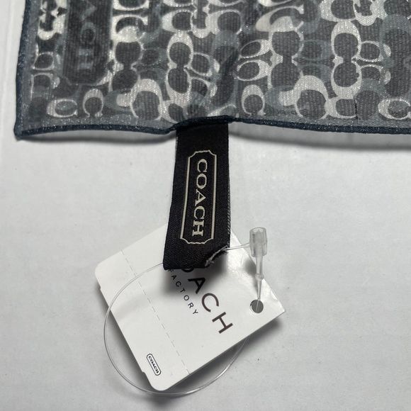BNWT  Coach silk/nylon blend black/silver scarf PRICE FIRM - Picture 6 of 9